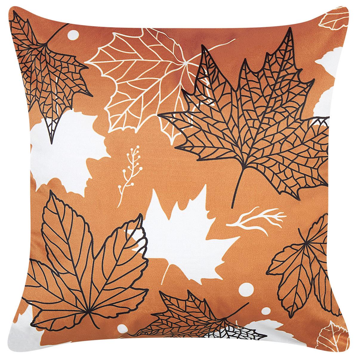DEKOKISSEN 2er-Set Orange 45/45 cm Poinsettia - Orange, Textil (45/45cm) - Beliani