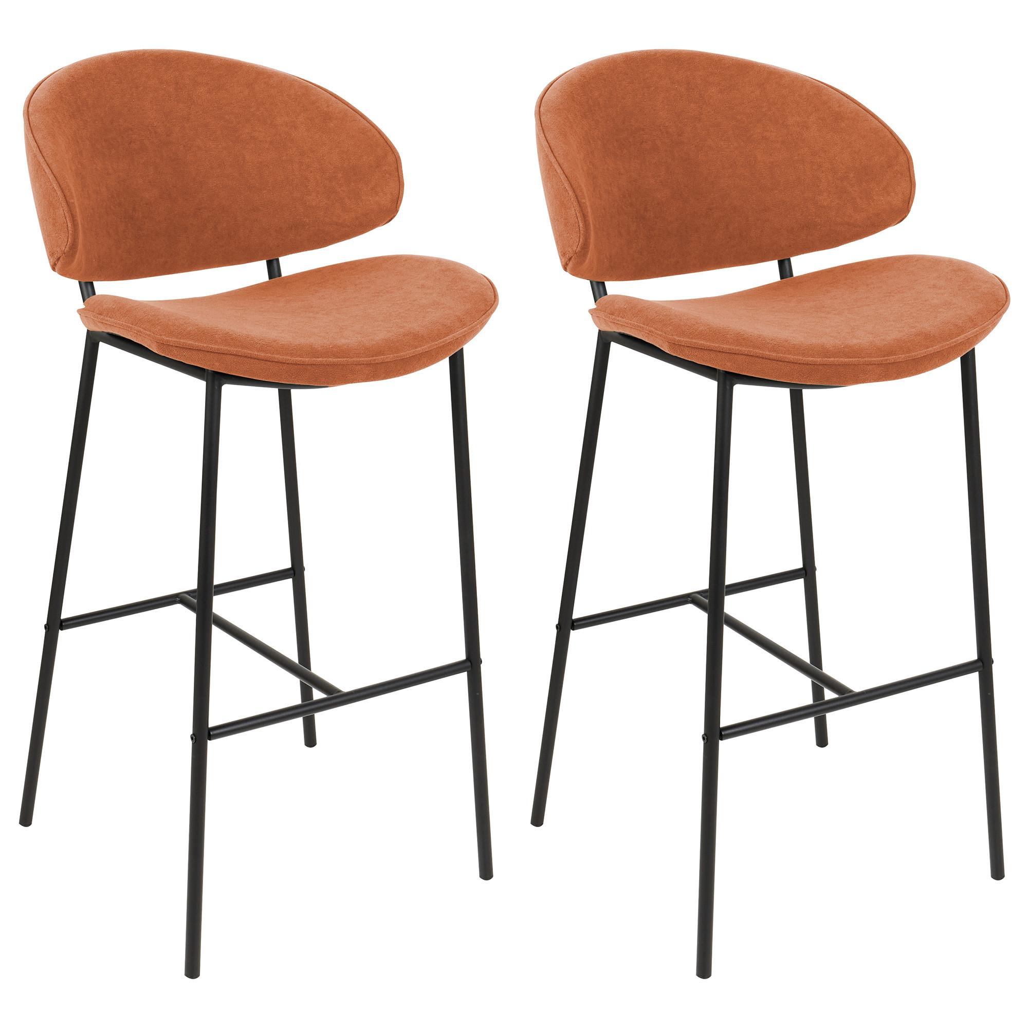 BARHOCKER 2er-Set Orange Kiana - Schwarz/Orange, Textil (49/104/59cm) - Beliani