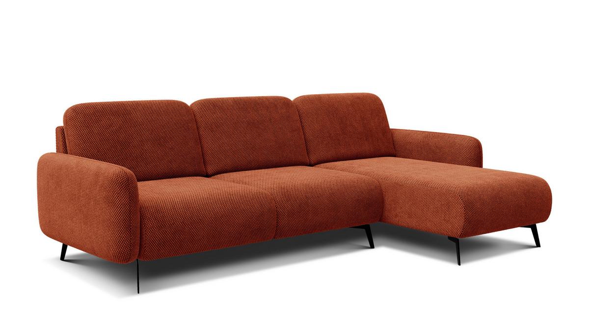 ECKSOFA FEBE 4-Sitzer rechts, dunkelorange - Dunkelorange/Schwarz, Holz/Textil (264/157cm) - Wozimo
