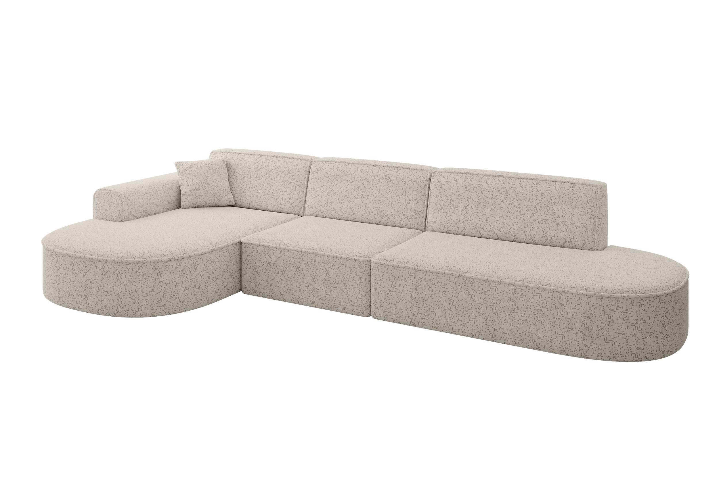 ECKSOFA Ottomane Links MARI-L2 - 328x171x79 cm Beige Tissu - Beige/Schwarz, Holzwerkstoff/Kunststoff (328/171cm) - ALTDECOR