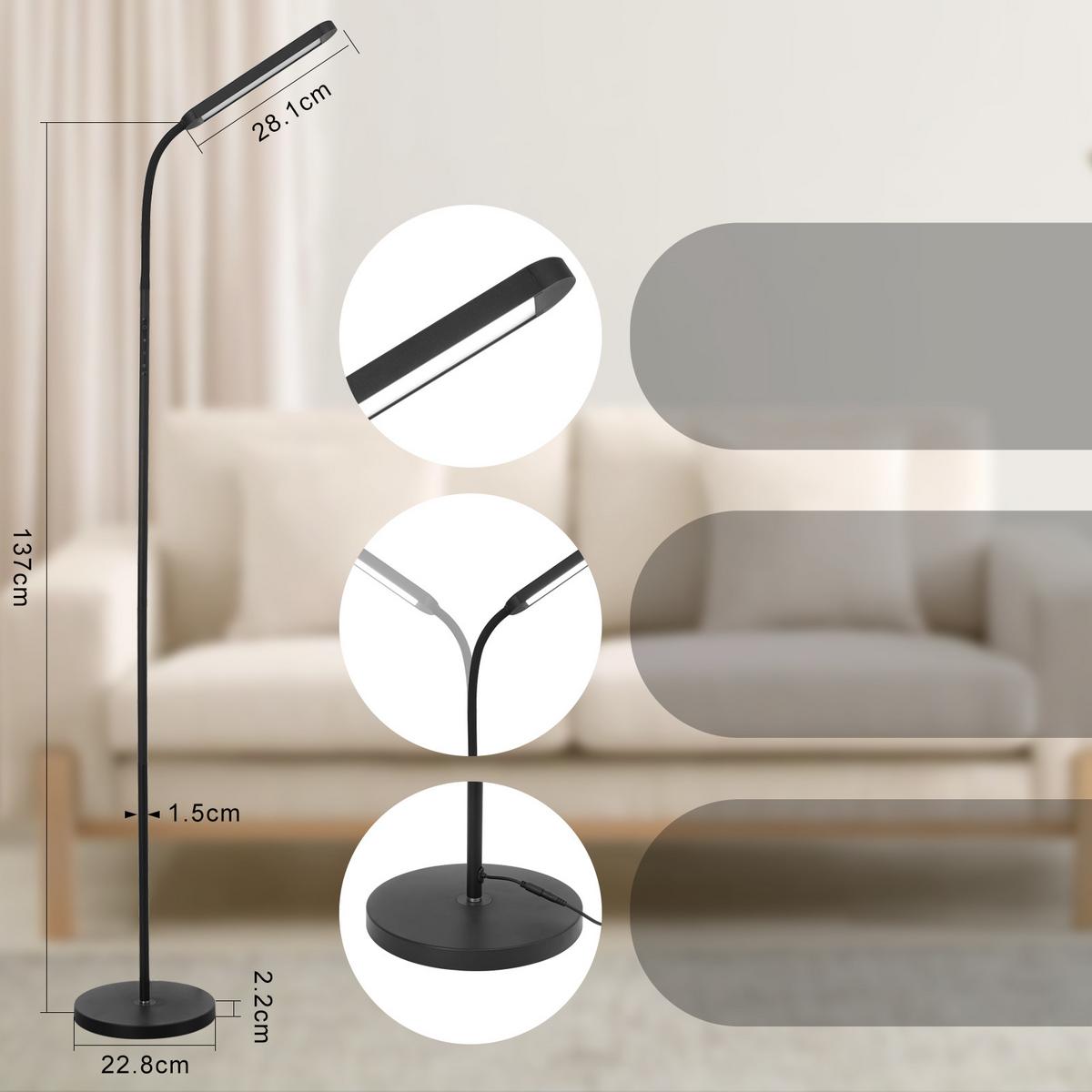 STEHLAMPE Alwin 6.0/137.1/6.0 cm - Schwarz, Metall (6/6/137.1cm) - ZMH