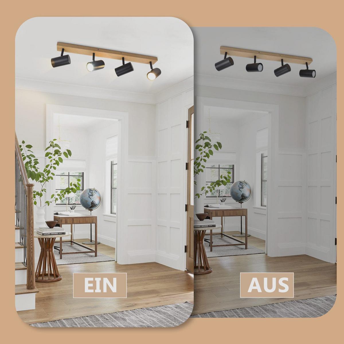 DECKENSTRAHLER Adenau 4-flammig 60/6/16.5 cm - Schwarz, Metall (60/6/16.5cm) - Nettlife