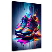 LEINWANDBILD Graffiti Bunte Schuhe Street Art 80x120cm - Multicolor, Textil (80/120cm) - Feeby