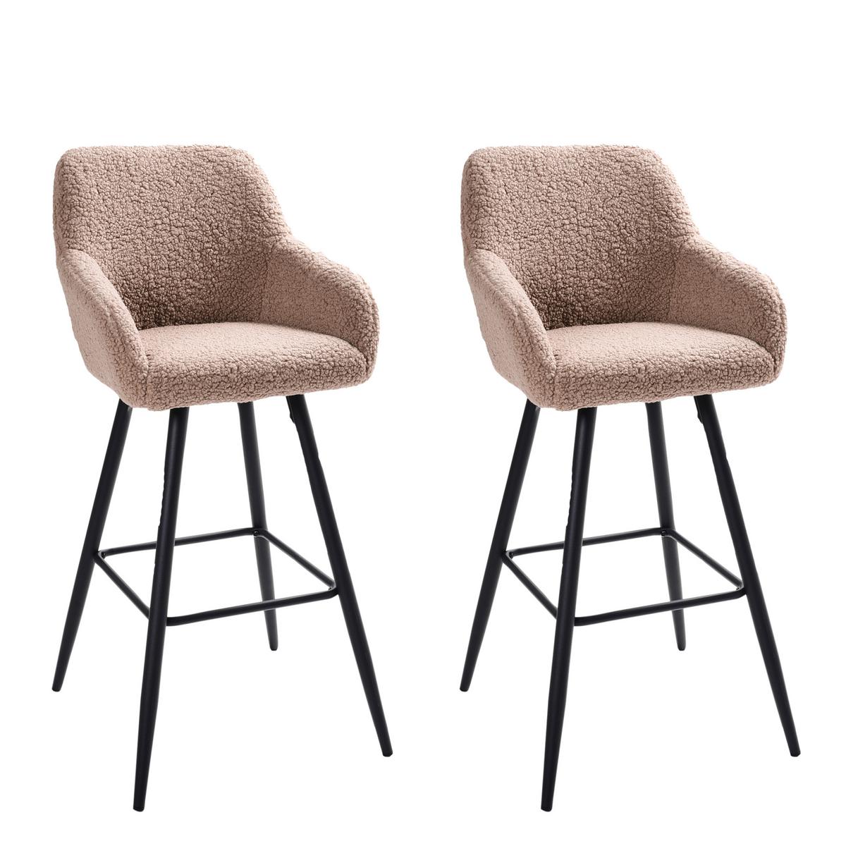 BARSTÜHLEN 2er-Set Taupe Casmalia - Taupe/Schwarz, Textil/Metall (50/103/54cm) - Beliani