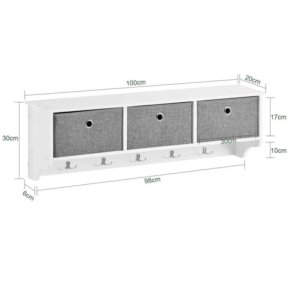 WANDGARDEROBE Weiß - Weiß, Holzwerkstoff (100/30/20cm) - SoBuy