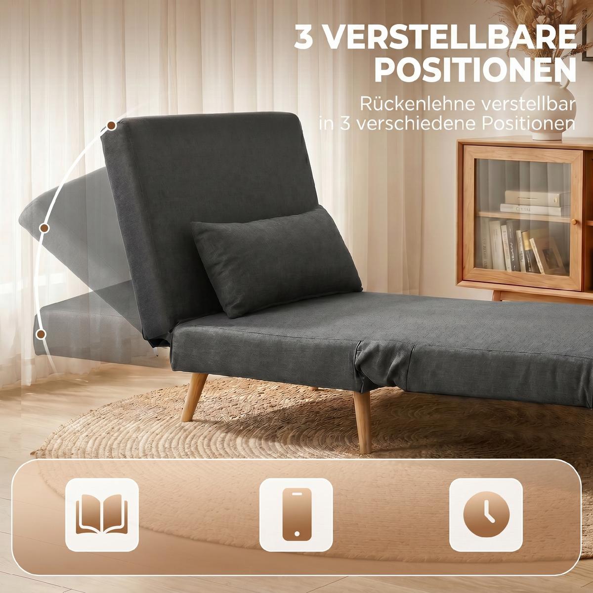 SCHLAFSESSEL Polyester Grau - Grau, Textil/Metall (78/80/94cm) - HOMCOM