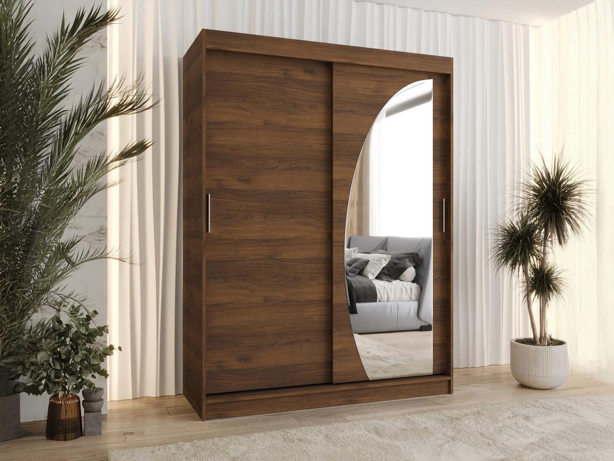 SCHWEBETÜRENSCHRANK Wika 150 cm - Silberfarben/Nussbaumfarben, Holzwerkstoff/Kunststoff (150/200/62cm) - MIRJAN24