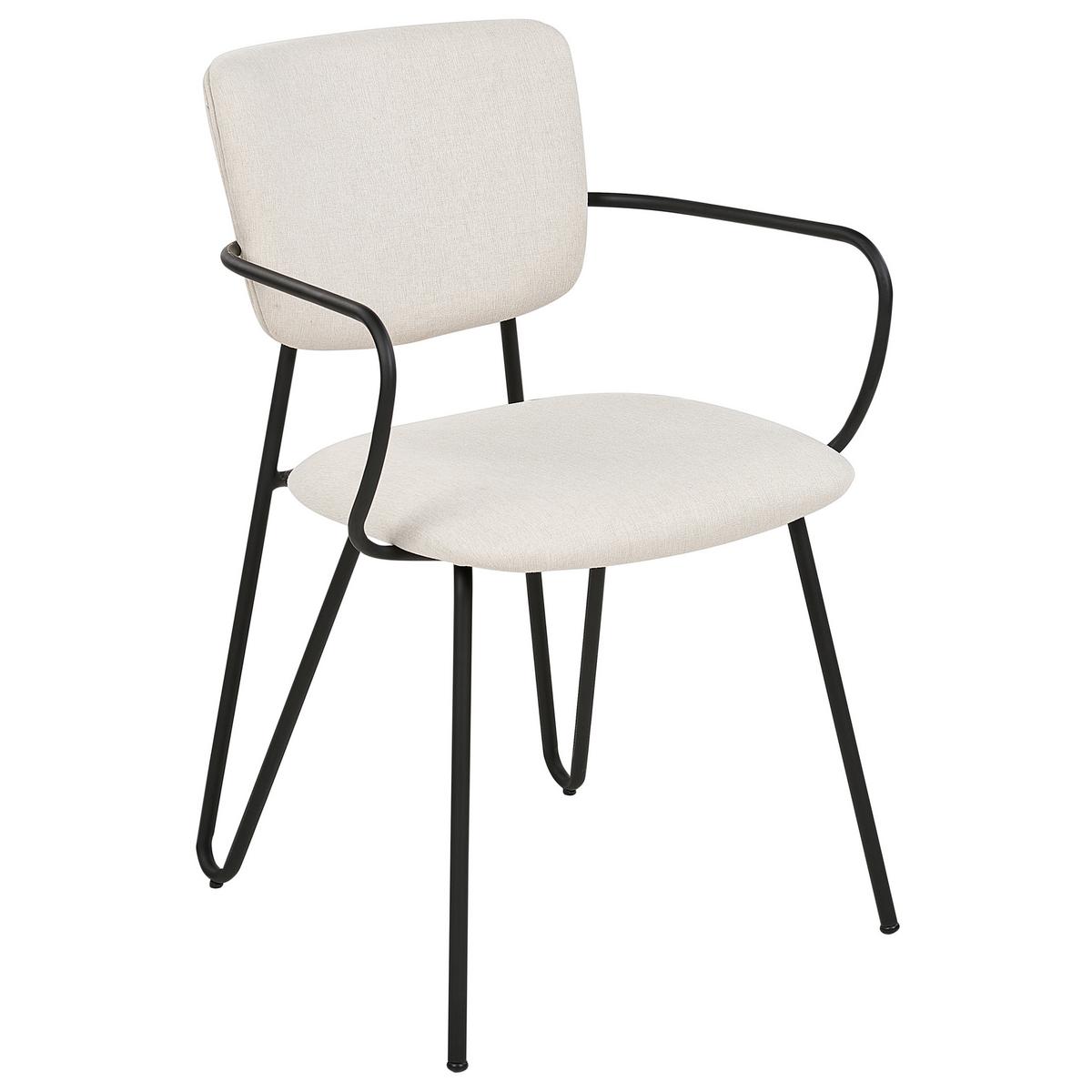 ESSZIMMERSTUHL 2er-Set Polsterbezug Weiß Elko - Weiß, Textil/Metall (45/80/54cm) - Beliani