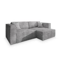 ECKSOFA NERIO P Hellgrau Kordstoff mit Schlaffunktion - Hellgrau/Grau, Holz/Kunststoff (245/148cm) - MASSENO