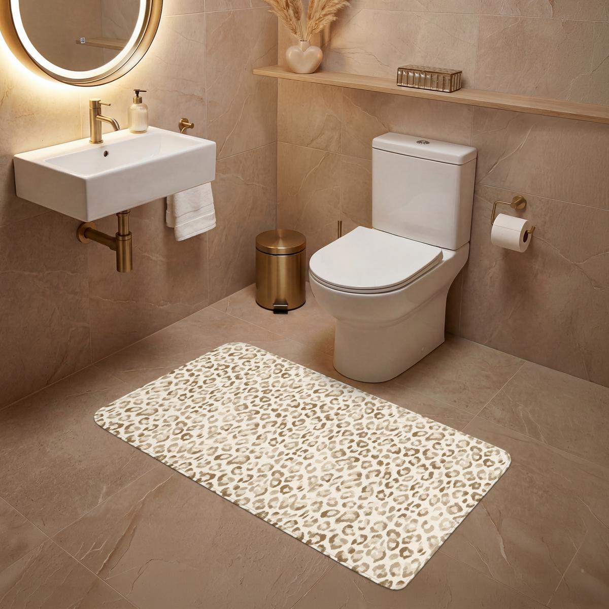 WC-VORLEGER Leopard - Klassisch - Beige WC Teppich 120x60 cm - Hellbraun, Textil (120/1cm) - OnlyWow