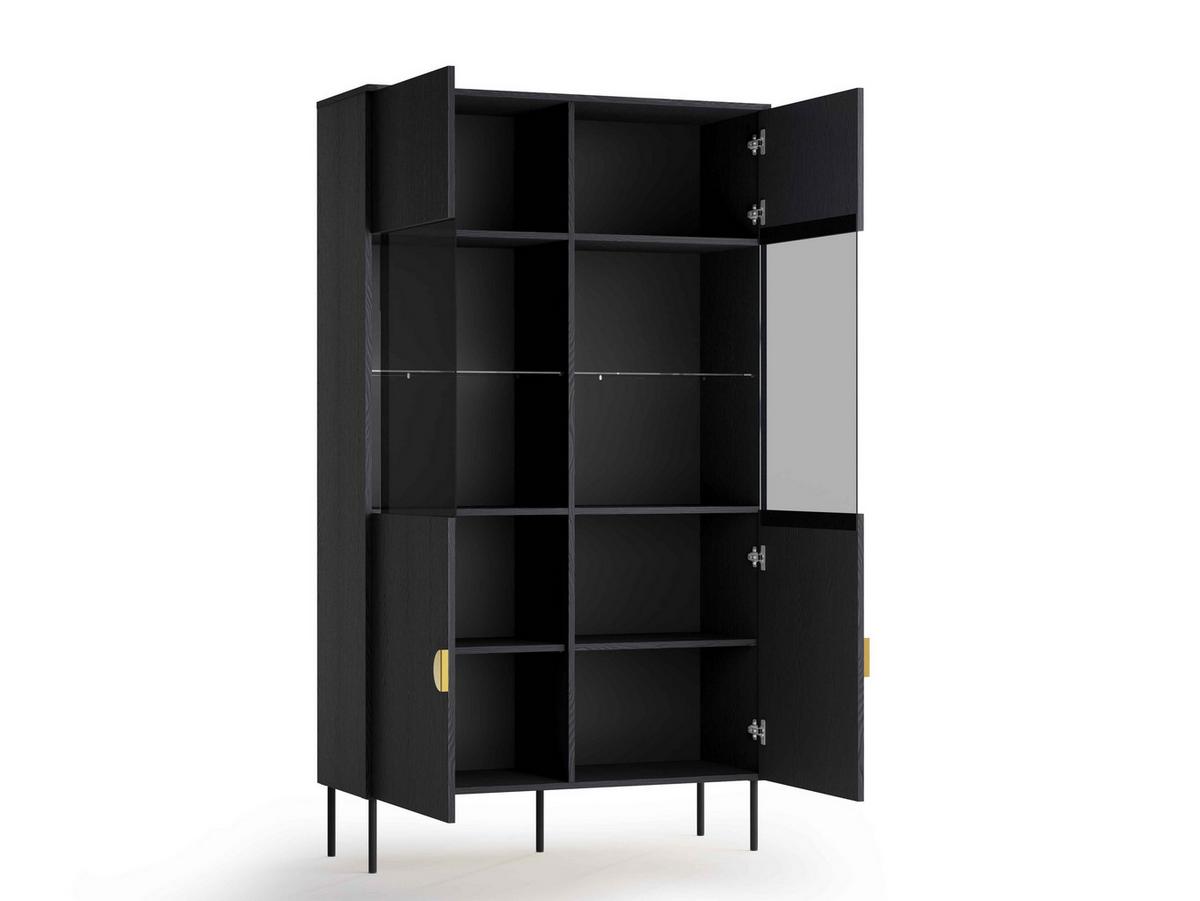 VITRINE AXIS 187,6/106,6 cm in Schwarz - Schwarz, Holzwerkstoff (106.6/187.6/40cm) - MASSENO