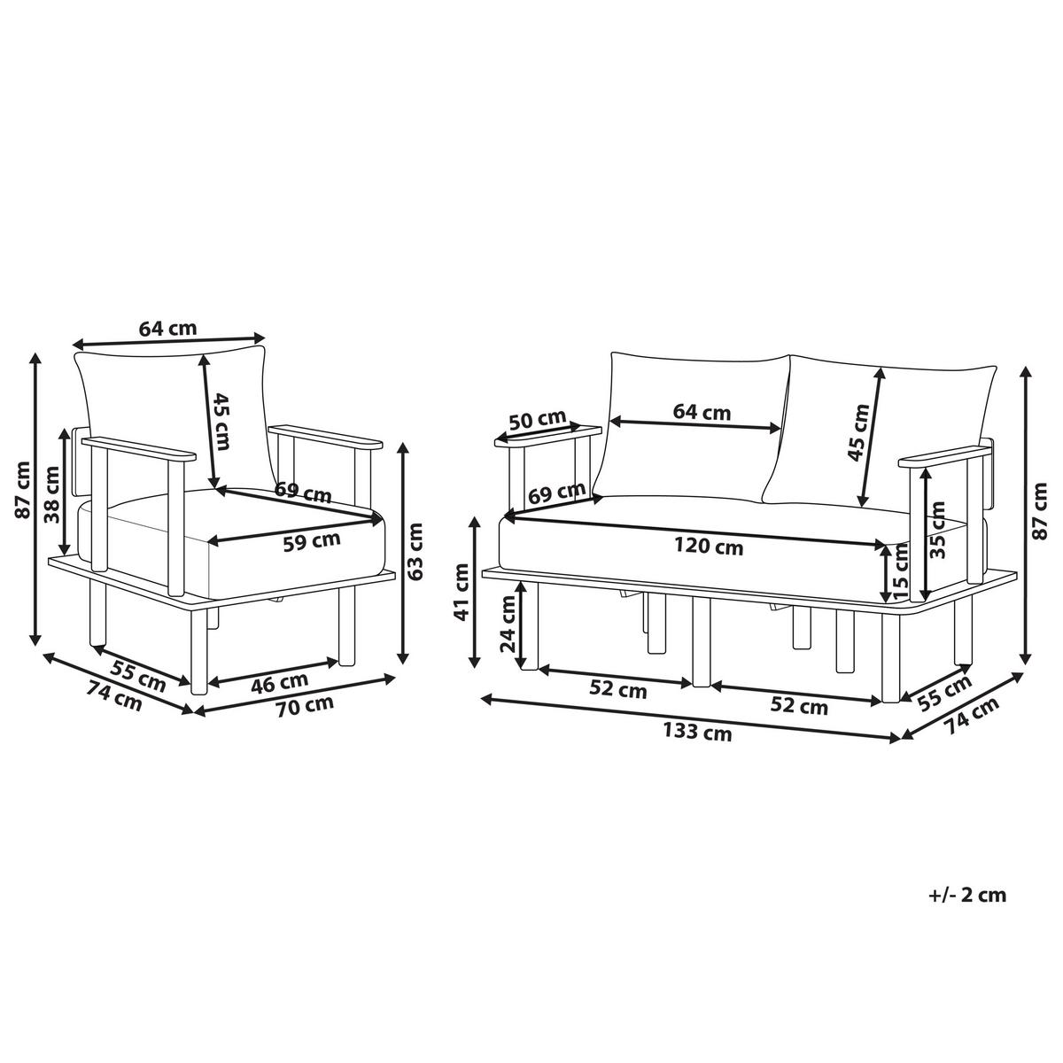 SOFA-SET 3-Sitzer Bouclé Dunkelgrün Asker - Dunkelgrün/Braun, Textil (133/87/74cm) - Beliani