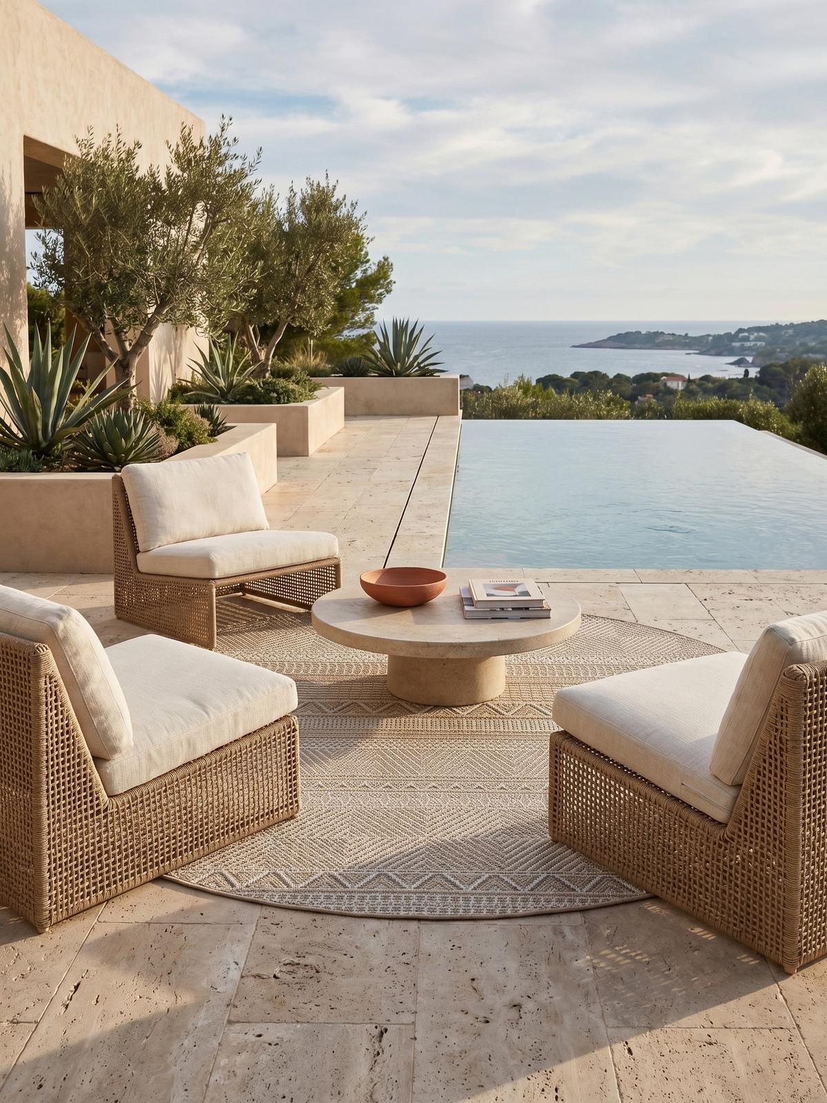 TEPPICH Outdoor VENTOUX in Beige, im Ethno-Stil, Ø 80 cm - Beige, Textil (80/80cm) - KADIMA DESIGN
