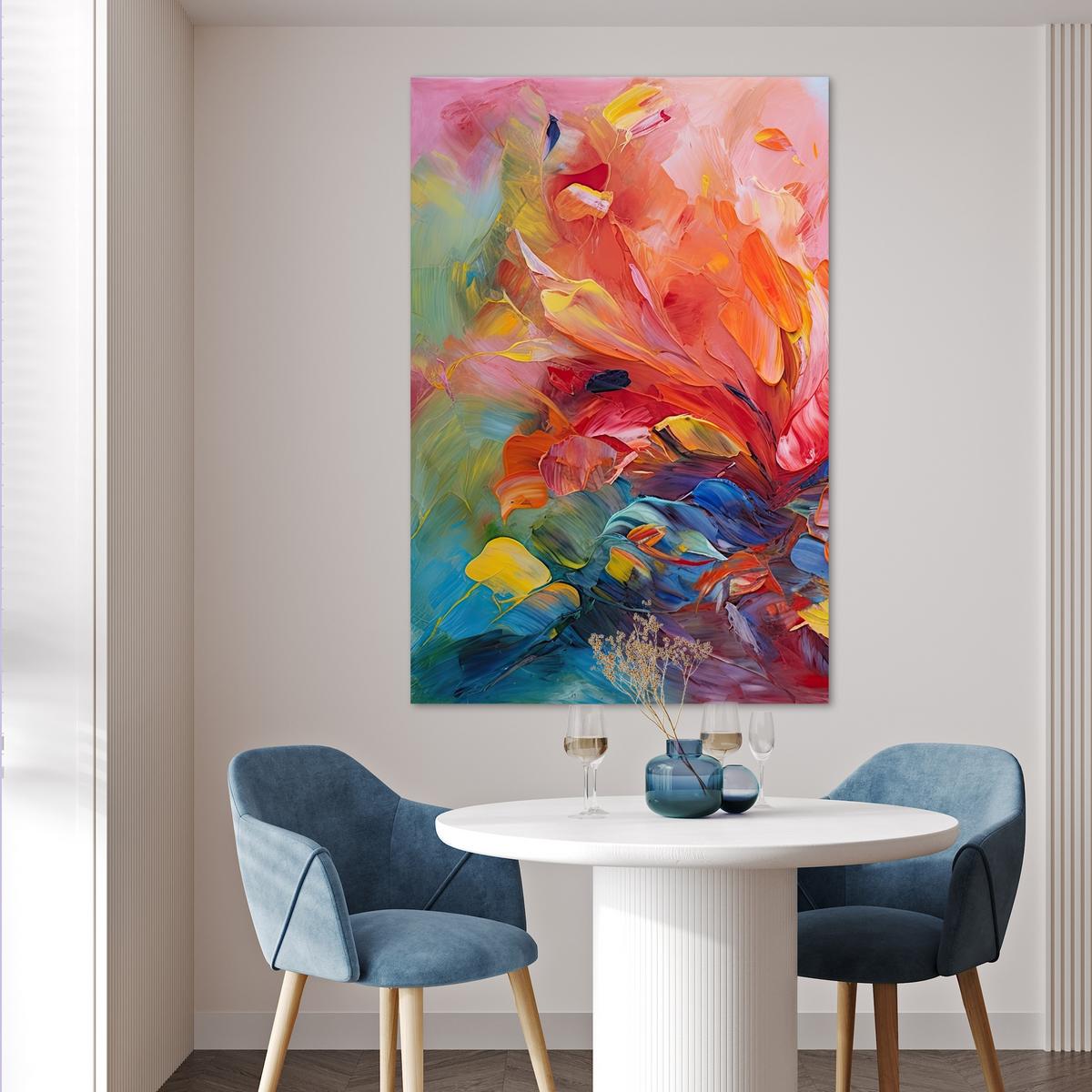 POSTER Ölgemälde - Kunst - Abstrakt - Farbenfroh Wandbild Schlafzimmer 80x120 cm - Altrosa, Papier (80/120/0.1cm) - MuchoWow