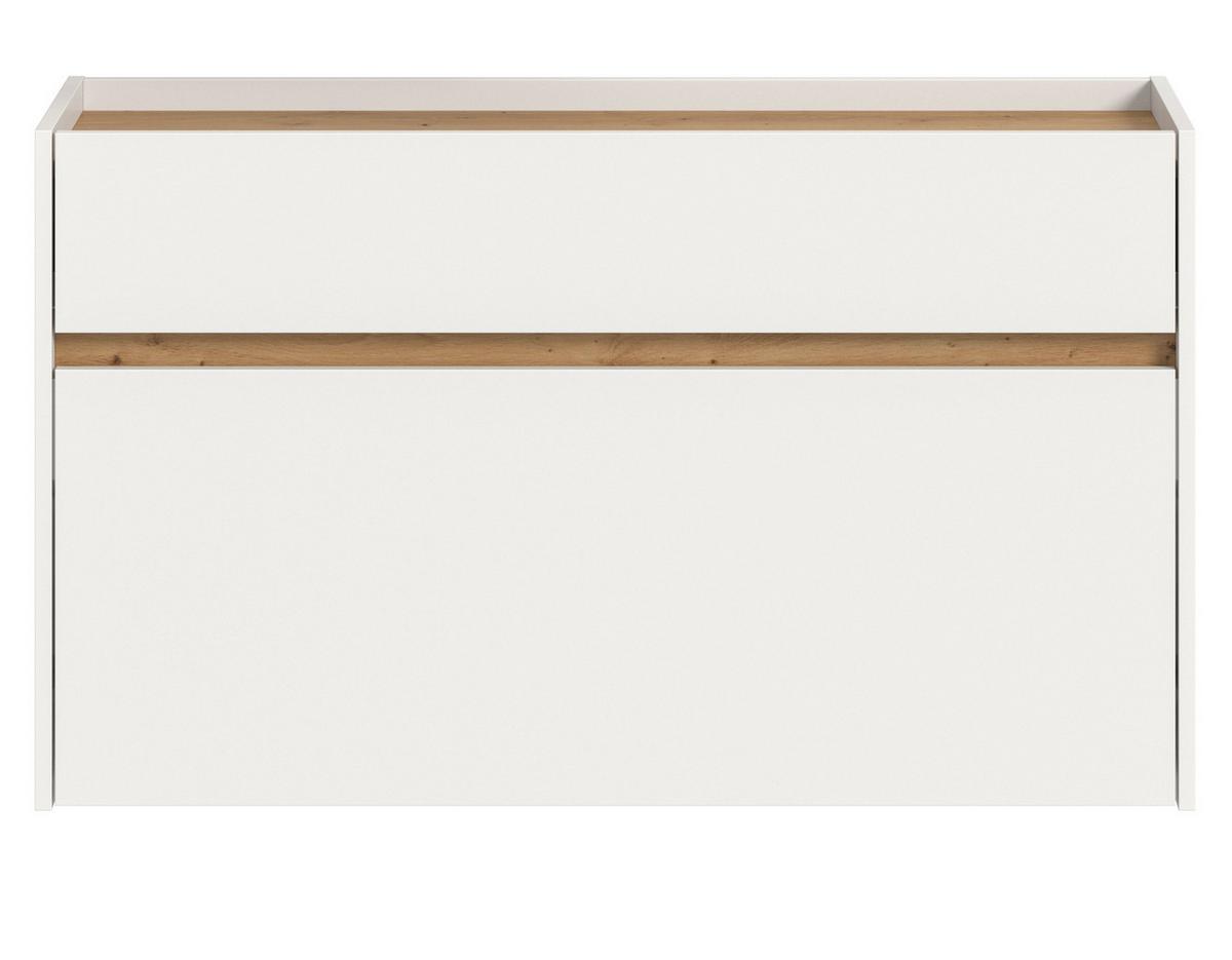 SCHUHKIPPER weiß und Eiche Artisan, Schuhschrank mit Schublade, hängend 110 x 61 cm - Weiß/Eiche Artisan, Holzwerkstoff (110/61/32cm) - Inn.Furn