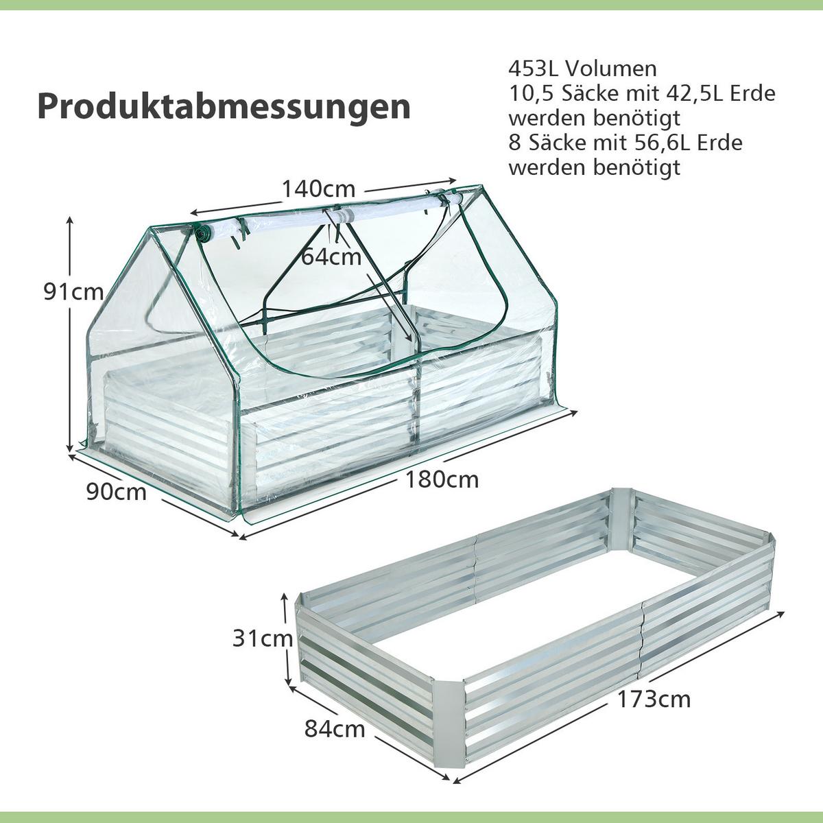 GEWÄCHSHAUS Grün - Grün, Metall (180/91/90cm) - COSTWAY