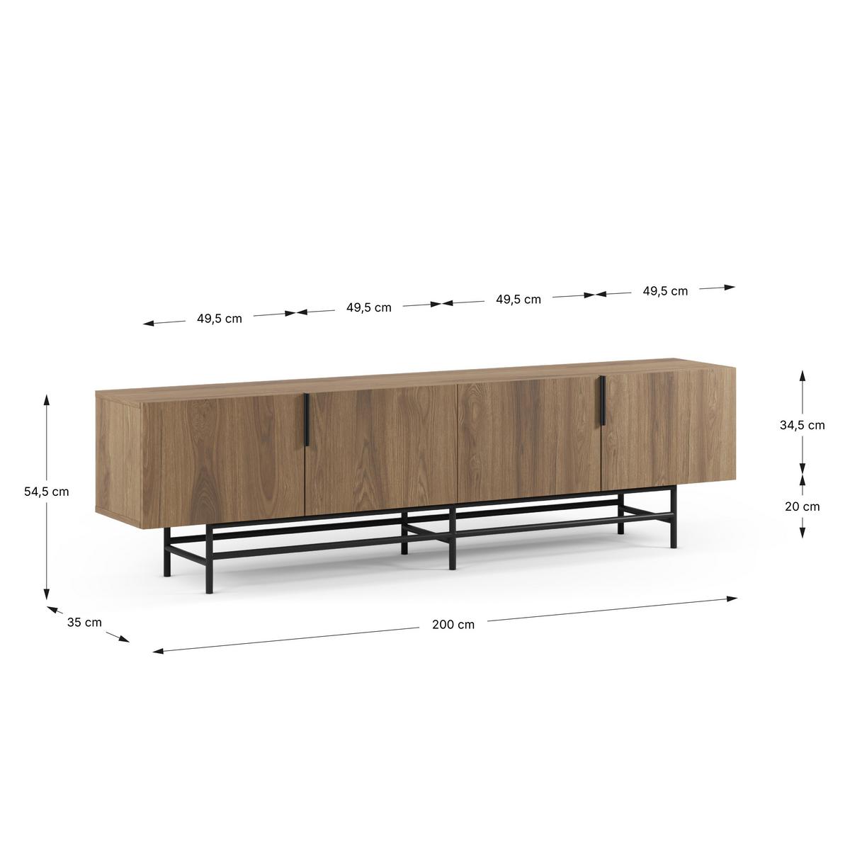 TV-STÄNDER Eldia Braun 200/35/63.5 cm - Braun, Holz (35/63.5/200cm) - Calicosy