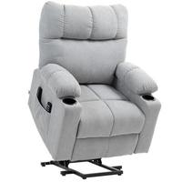 FERNSEHSESSEL mit Aufstehhilfe, Hellgrau - Hellgrau/Schwarz, Textil/Metall (95/109/91cm) - HOMCOM