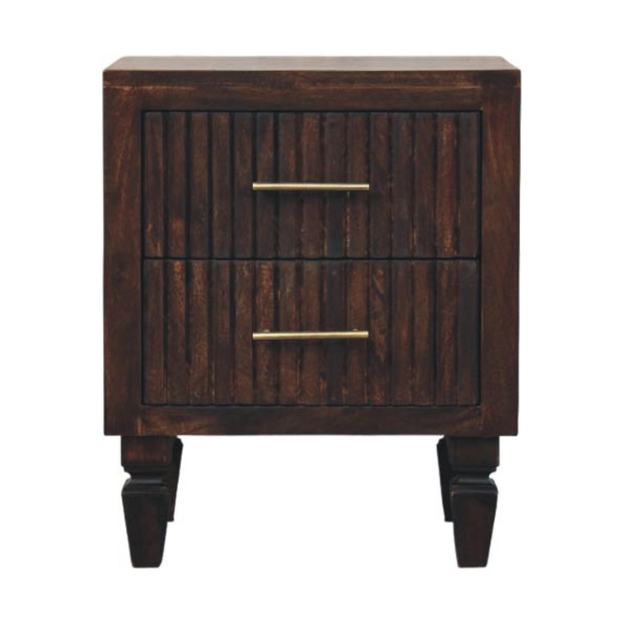 NACHTKASTEN Belmont, 2 Schubladen, Dunkelbraun - Dunkelbraun/Messingfarben, Holz/Metall (45/55/35cm) - Artisan Furniture