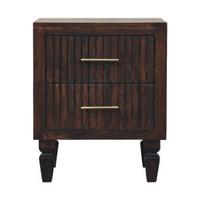 NACHTKASTEN Belmont, 2 Schubladen, Dunkelbraun - Dunkelbraun/Messingfarben, Holz/Metall (45/55/35cm) - Artisan Furniture
