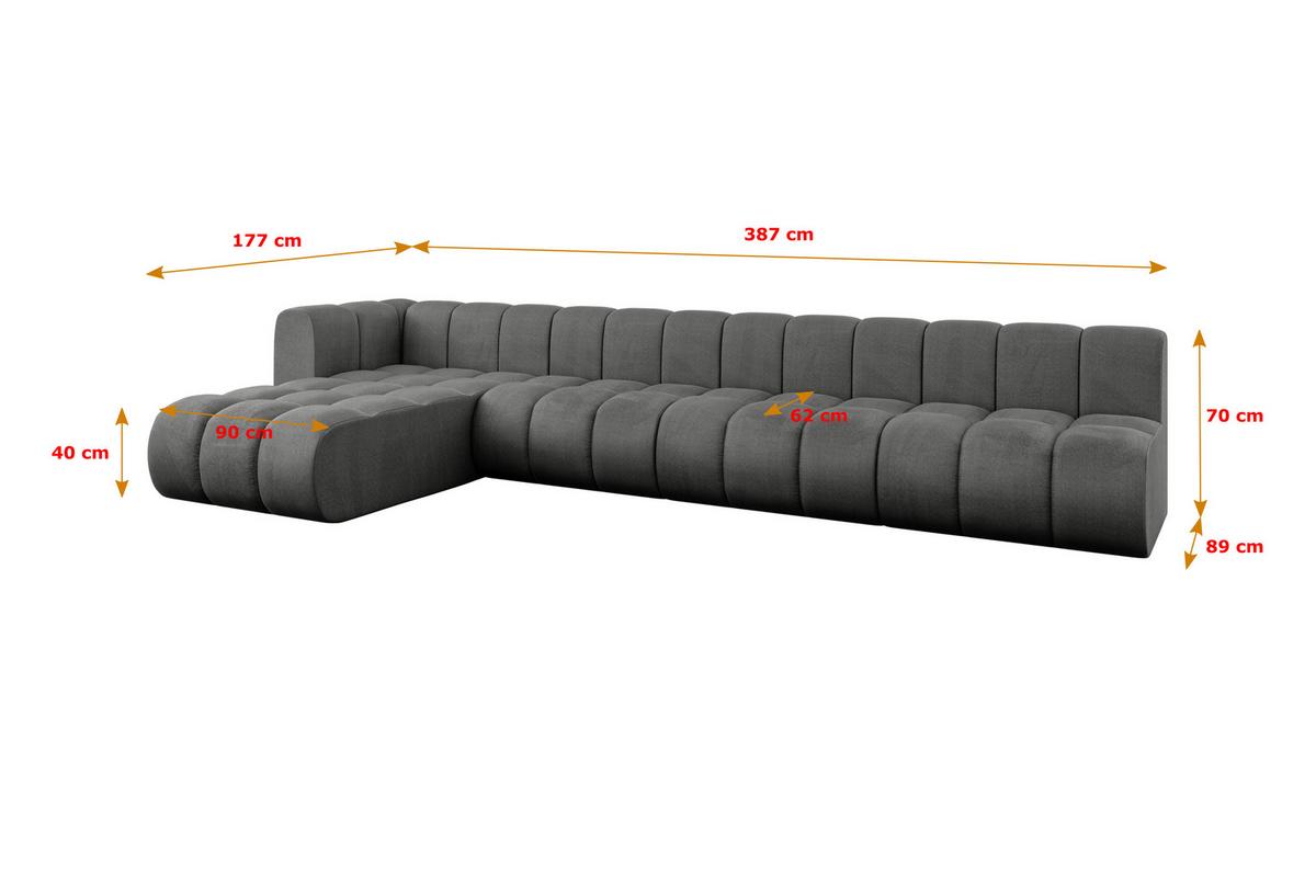 ECKSOFA modulares Sofa Darnel-L3 - 387x177x70 cm Dunkelgrau - Dunkelgrau, Holzwerkstoff/Textil (387/177cm) - ALTDECOR