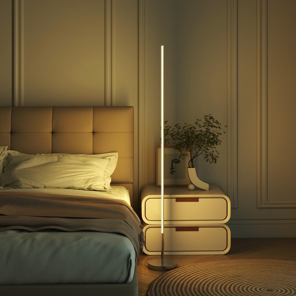 STEH-LAMPE Stahl Aluminium Silber - Silberfarben, Metall (20/20/150cm) - HOMCOM