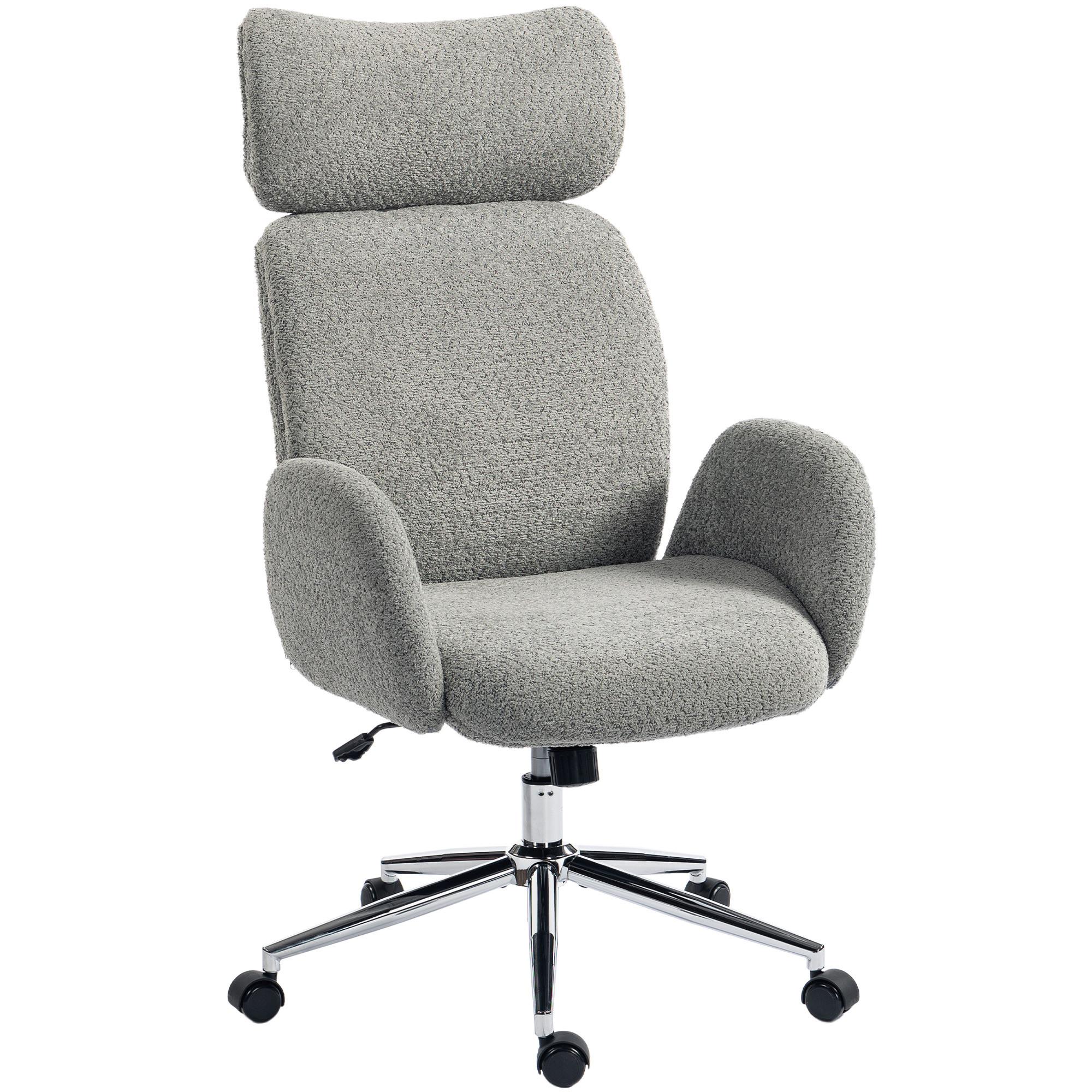 BÜROSTUHL Polyester Dunkelgrau - Dunkelgrau/Silberfarben, Textil/Metall (65/123/75cm) - HOMCOM