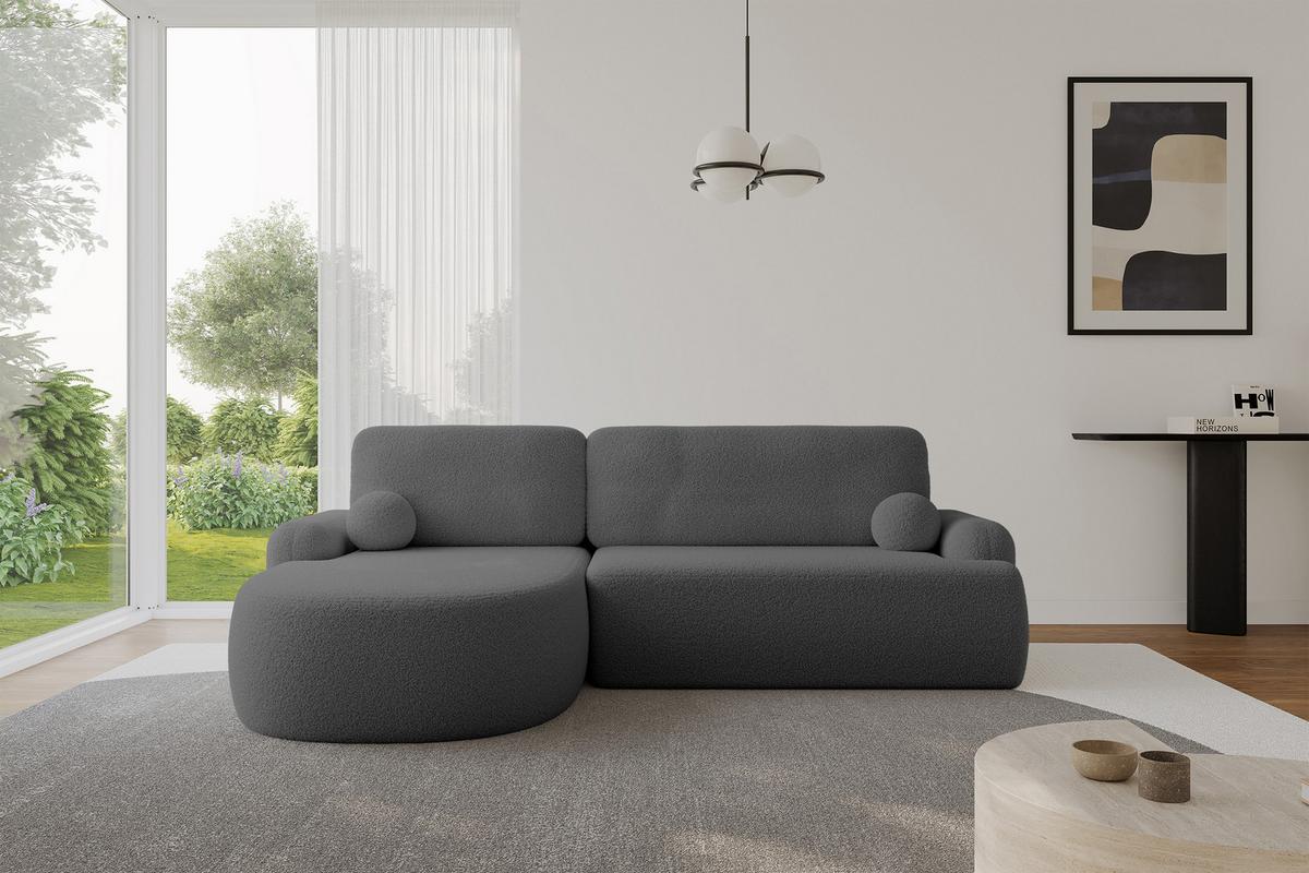 ECKSOFA mit Schlaffunktion und Bettkasten LIRA-L - 264x172x89 Grau - Grau, Holzwerkstoff/Textil (264/172cm) - ALTDECOR