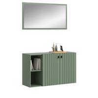 GARDEROBE-SET grün 2-teilig 106 cm, Garderobenkombination hängend - Schwarz/Grün, Glas/Holzwerkstoff (106/192/37cm) - Inn.Furn