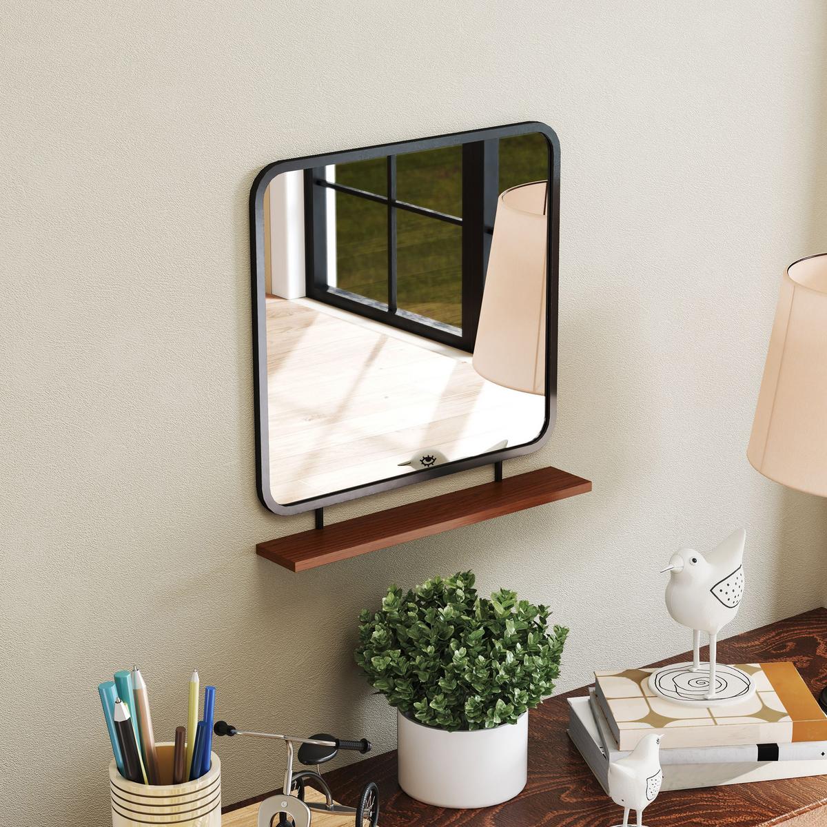WANDSPIEGEL 55 x 55,5 cm, Schwarz - Schwarz, Glas (10/55.5/55cm) - HOMCOM
