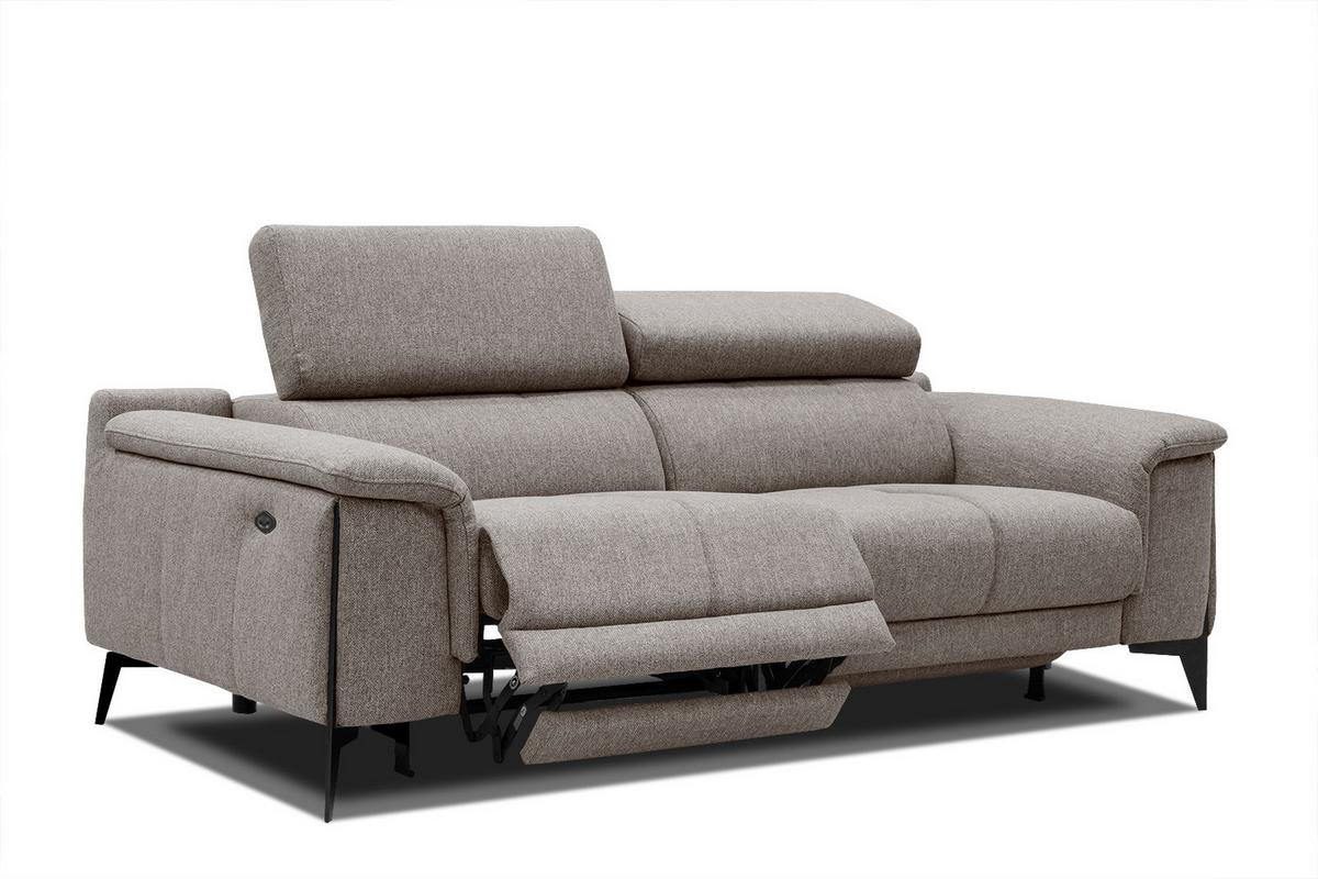 RELAXSOFA MATERA 3-Sitzer mit 2 Relaxfunktionen, taupe - Taupe/Schwarz, Holzwerkstoff/Textil (212/82/103cm) - Wozimo
