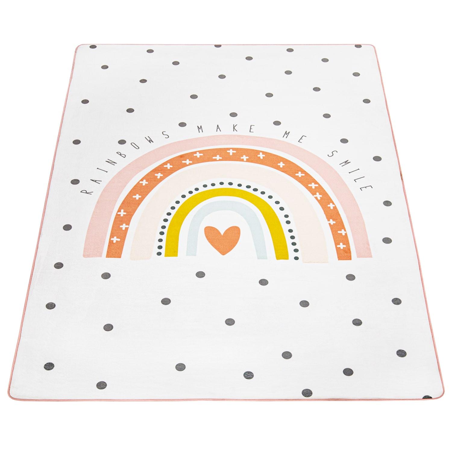 KINDERTEPPICH Waschbar, mit Regenbogen-Motiv, Creme, 155 x 230 cm - Creme, Textil (230/155cm) - KADIMA DESIGN