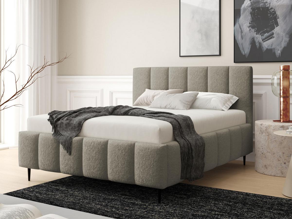POLSTERBETT Lunaro Leg - Hellbraun/Schwarz, Holz/Textil (180/200cm) - MIRJAN24