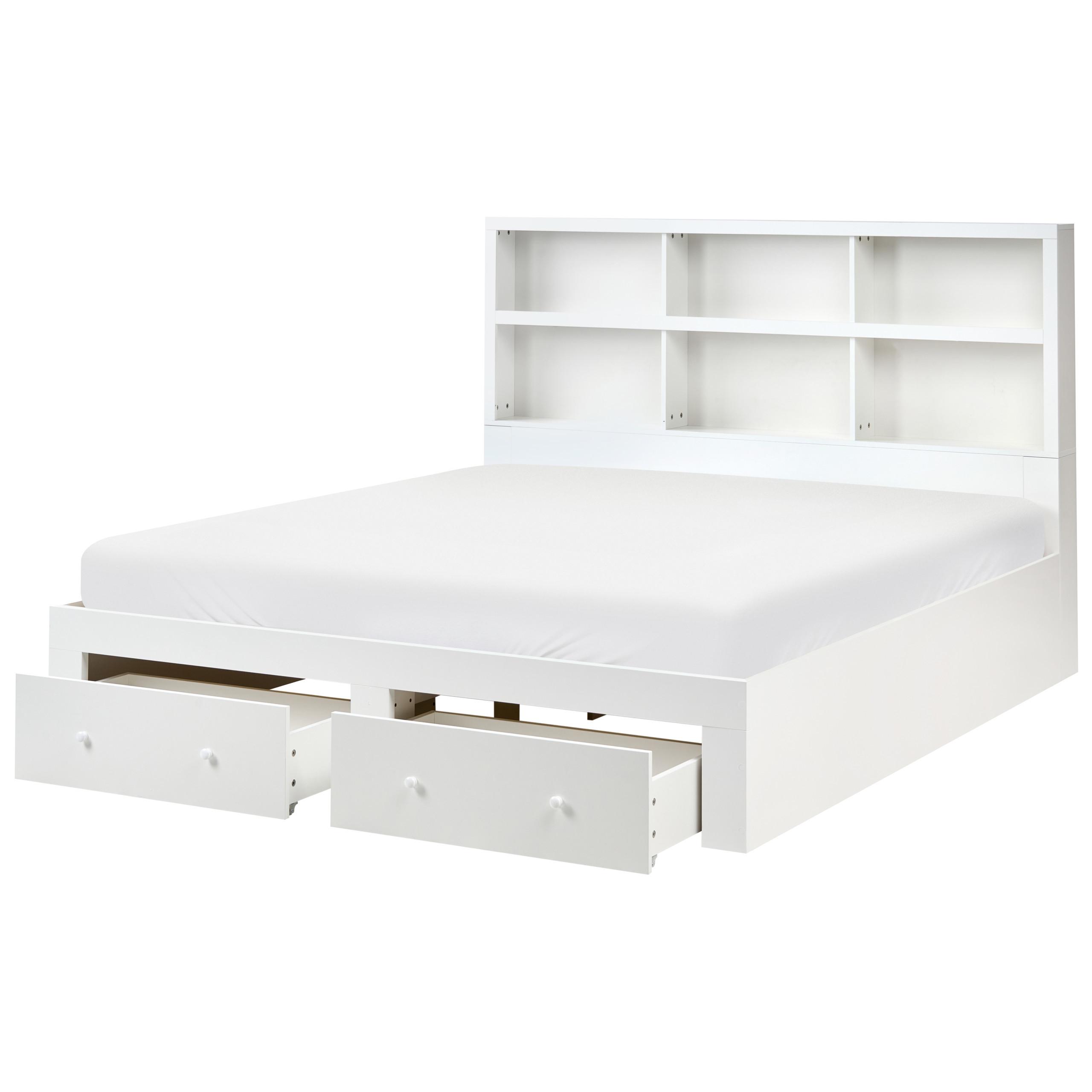 BETT mit Schubladen 180/200 cm MDF-Platte Weiß Tarare - Weiß, Holzwerkstoff (180/200cm) - Beliani