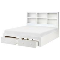 BETT mit Schubladen 180/200 cm MDF-Platte Weiß Tarare - Weiß, Holzwerkstoff (180/200cm) - Beliani