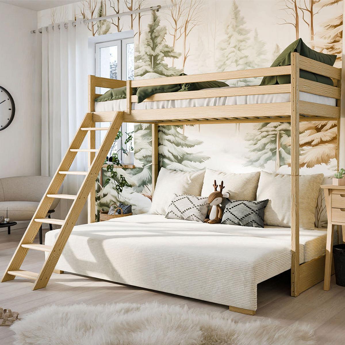 BETT 90/200 Orlane Holz und Weiß - Weiß, Holz (90/200cm) - Petits-meubles