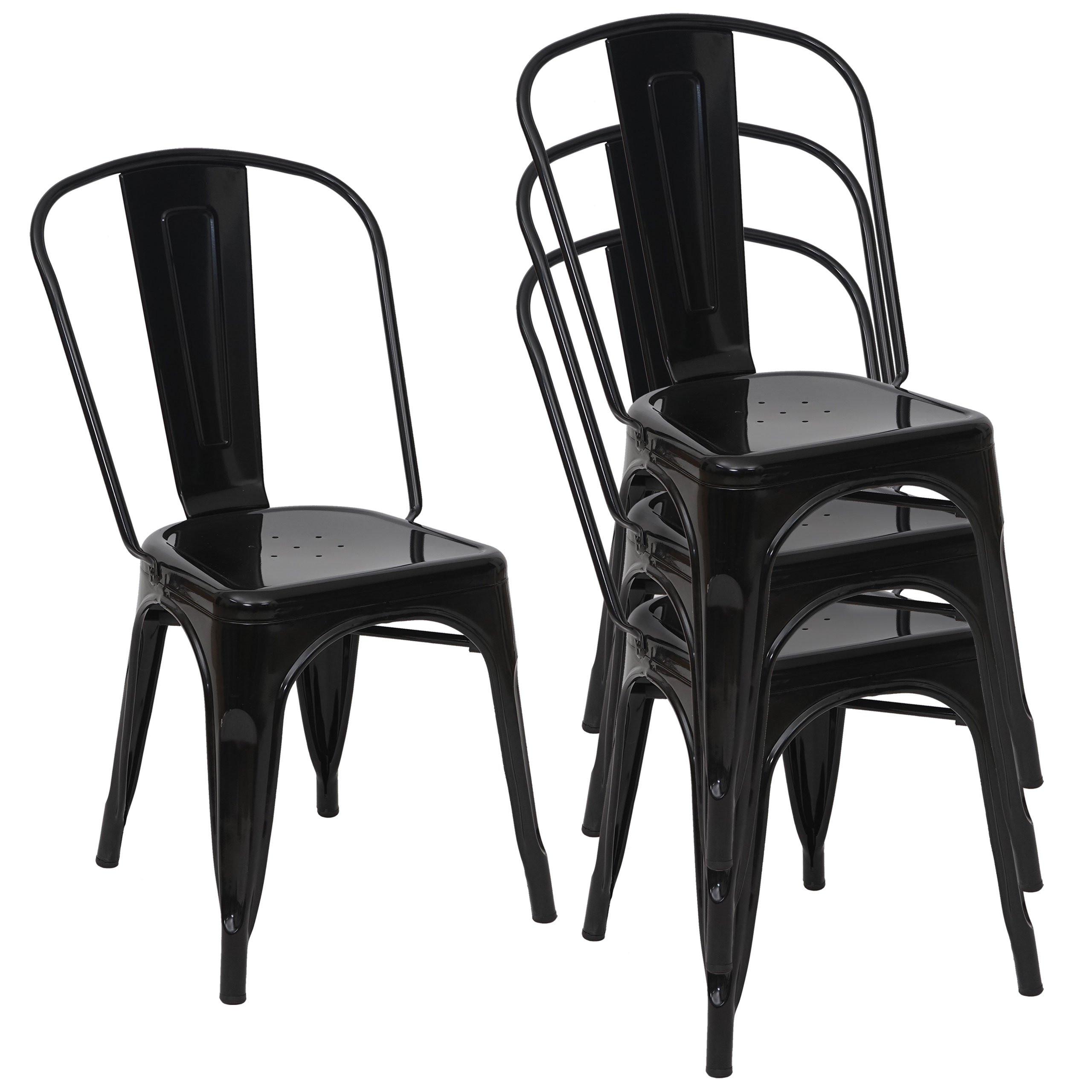 STUHL METALL Schwarz 4er-Set - Schwarz, Metall (45/87/43cm) - MCW