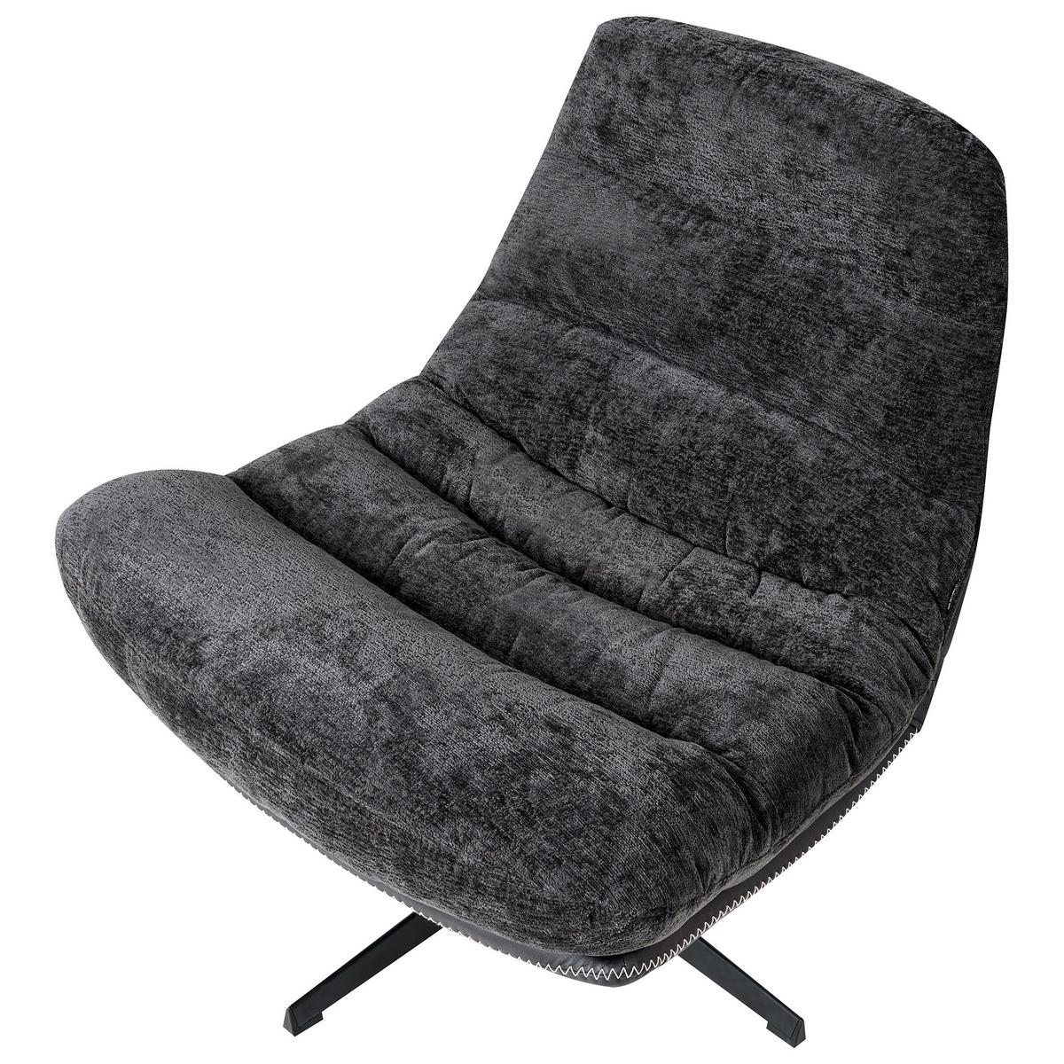 DREHSESSEL Schwarz Tovik - Schwarz, Textil (82/89/55cm) - Beliani