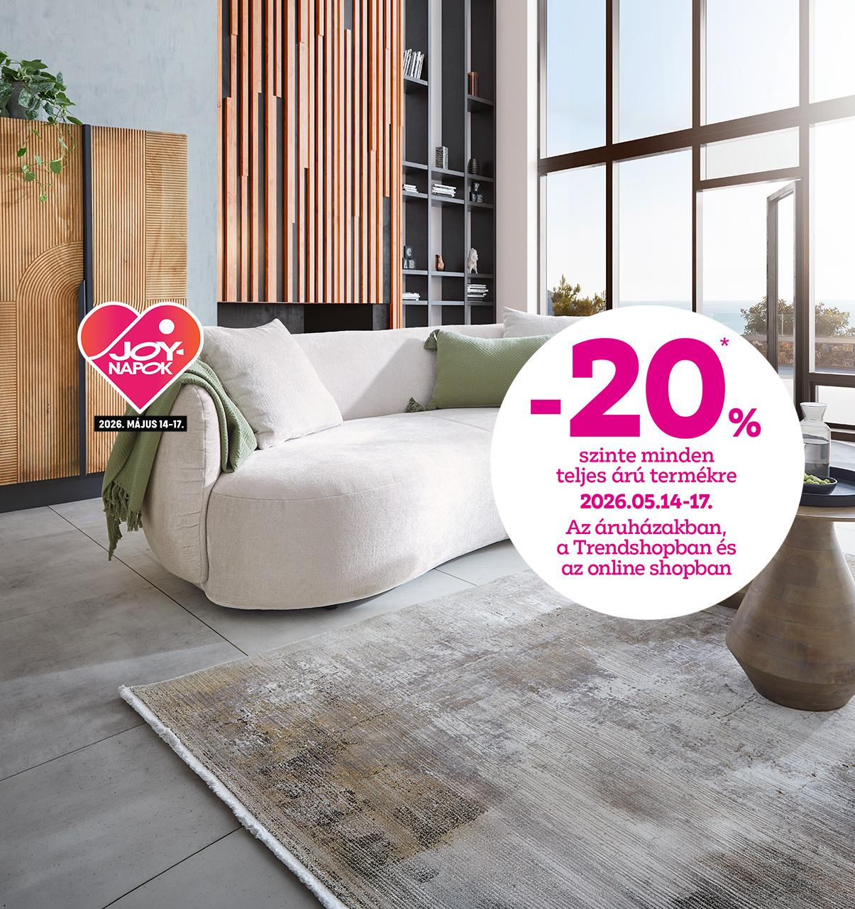 JOY-napok a mömaxban: -20% szinte minden teljes árú termékre 2026.05.14-17. között az áruházakban, a Trendshopban és az online shopban!