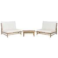LOUNGE SET 2-Sitzer Hellbraun Auflagen cremeweiß Todi - Hellbraun/Creme, Holz - Beliani