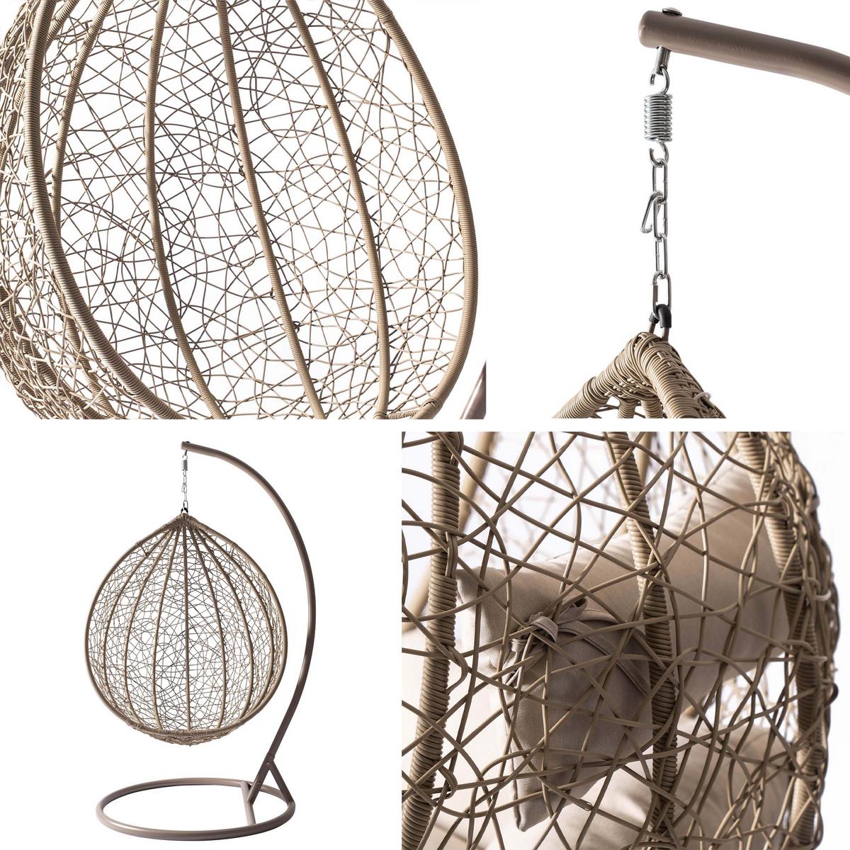 HÄNGESESSEL Savona - Hellgrau/Grau, Metall (106/195/105cm) - MIRJAN24