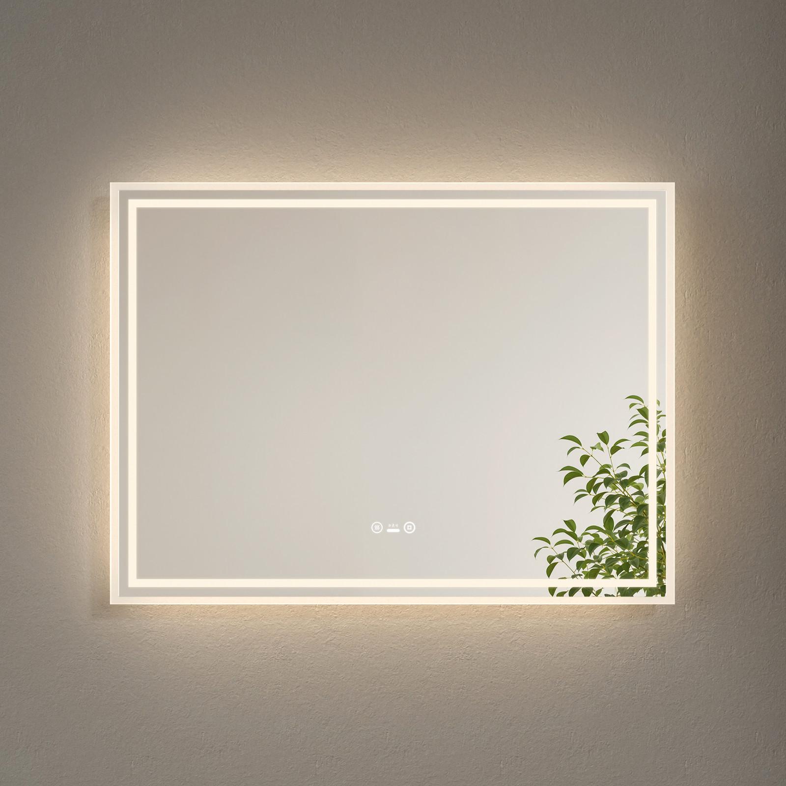BADSPIEGEL mit Beleuchtung mit Bewegungssensor, 80/60/3,5 cm - Transparent, Glas (60/80/3.5cm) - EMKE