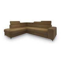 ECKSOFA ALVORO L-S Orange Boucle-Stoff mit Schlaffunktion - Orange, Holz (253/190cm) - MASSENO