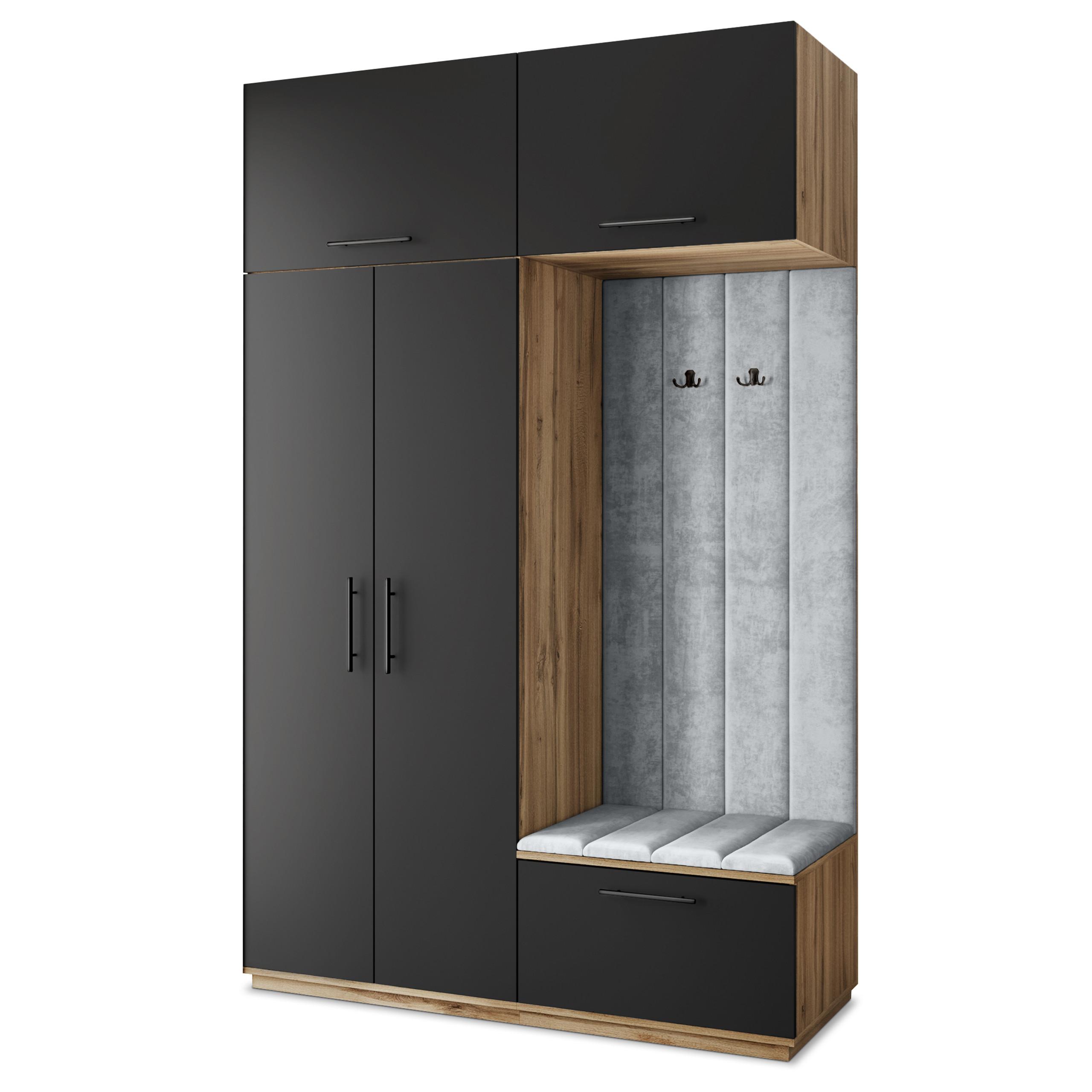 GARDEROBENSCHRANK REMA 150/240/60 cm Modern Eiche Wotan - Eiche Wotan/Hellgrau, Holzwerkstoff (150/240/60cm) - MASSENO