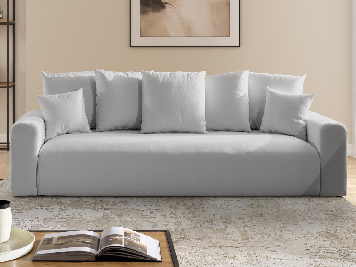 SCHLAFSOFA Calma mit Bettkasten im Bumpy-Design aus weichem Grau Webstoff - Schwarz/Grau, Holz/Kunststoff (239/88/98cm) - S-Style