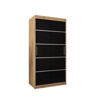 SCHWEBETÜRENSCHRANK 200/100/62 2-türig - Silberfarben/Schwarz, Holz/Kunststoff (100/200/62cm) - MÖBEL KRYSPOL