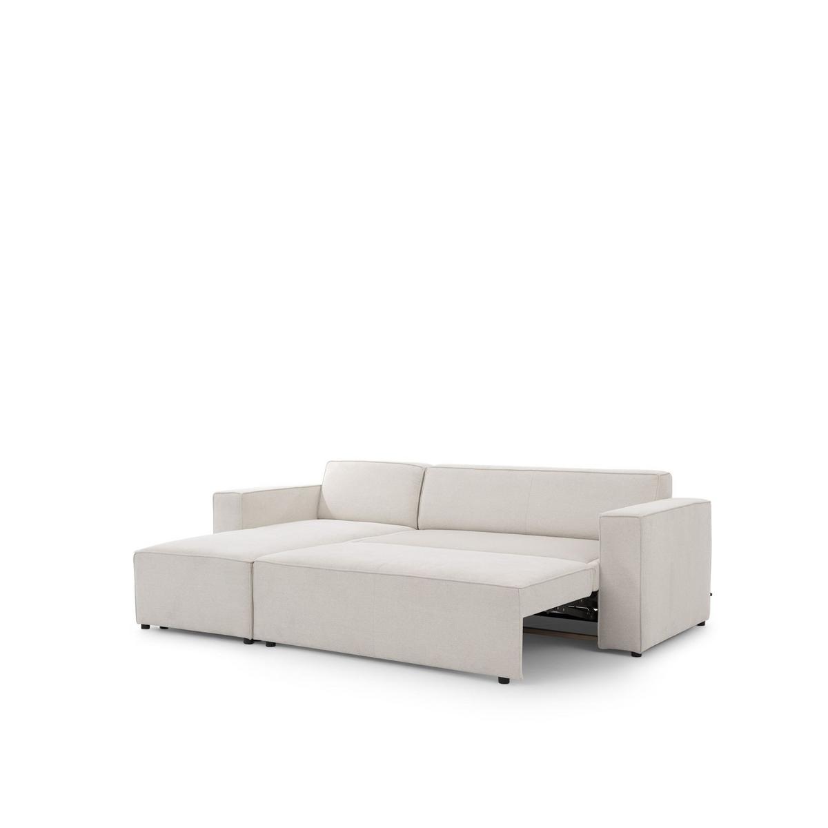 ECKSOFA Schlafsofa Waldo In Stoff Poso - Greige, Holzwerkstoff/Textil (260/173cm) - Fun Möbel