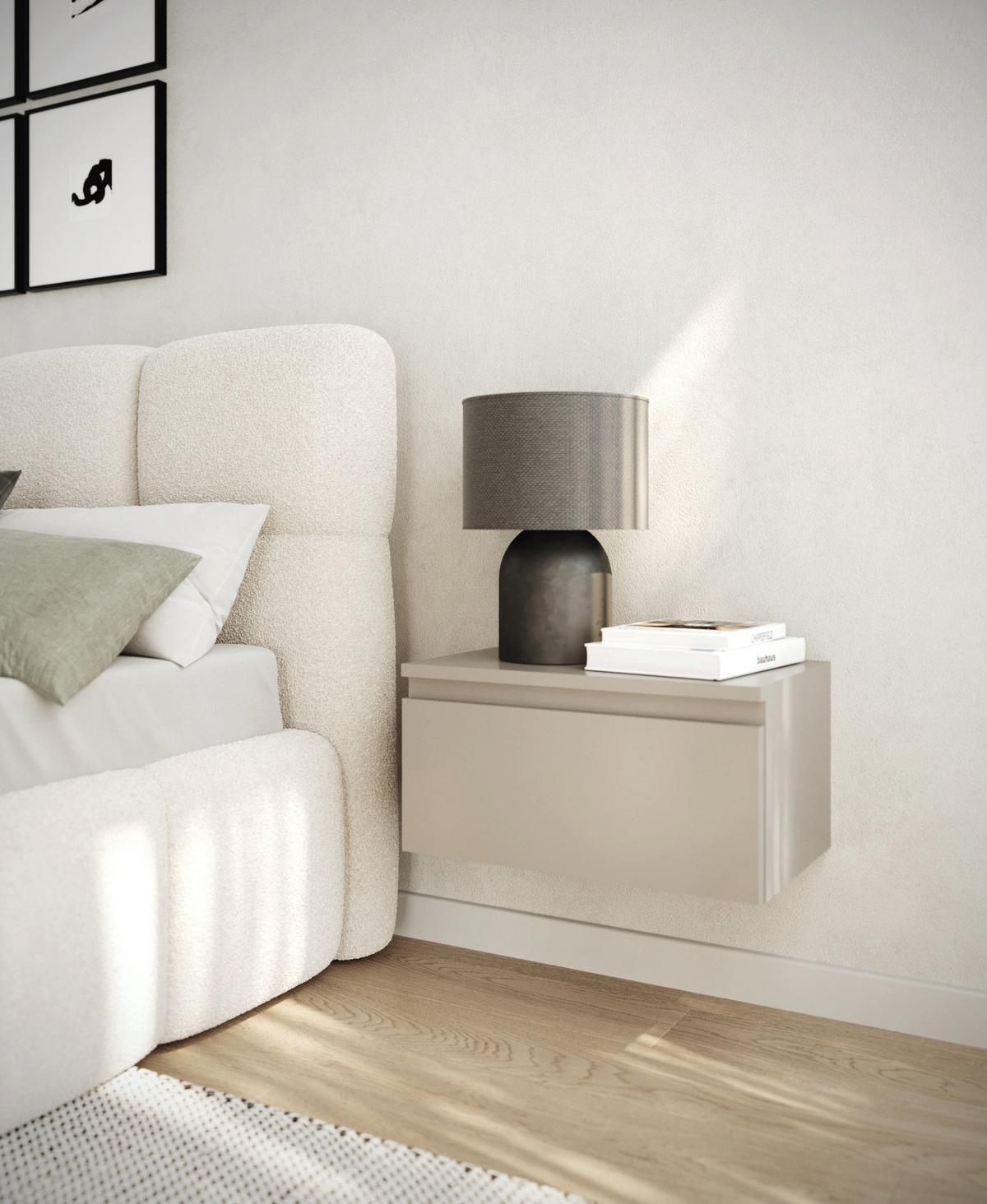 WANDNACHTTISCH Bemmi Greige 49 cm - Kaschmir, Holzwerkstoff (48.4/25.4/31.8cm) - Selsey