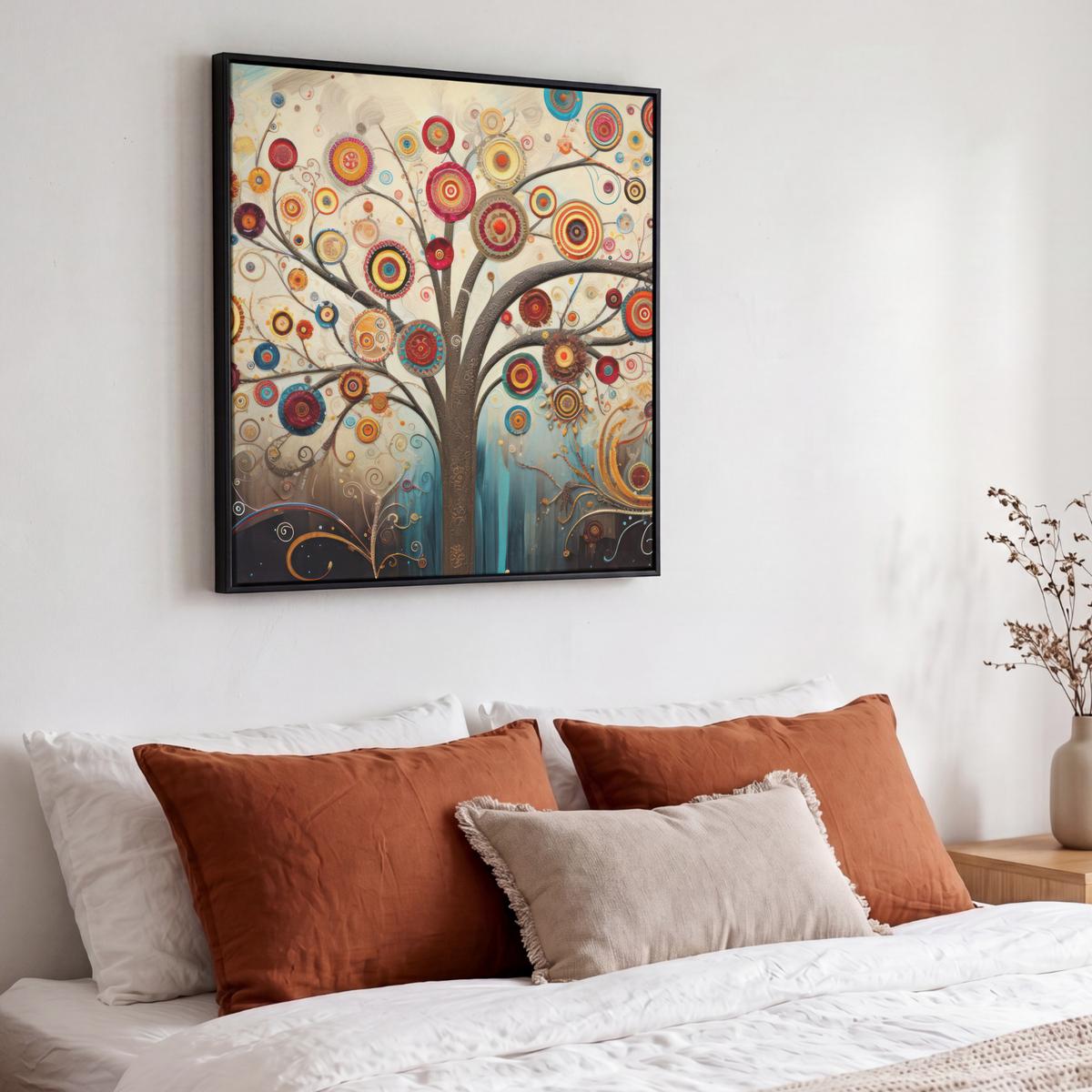 LEINWAND Bilder mit Rahmen - Baum - Baum des Lebens - Farbe - 50x50 - Braun, Textil (50/50cm) - MuchoWow