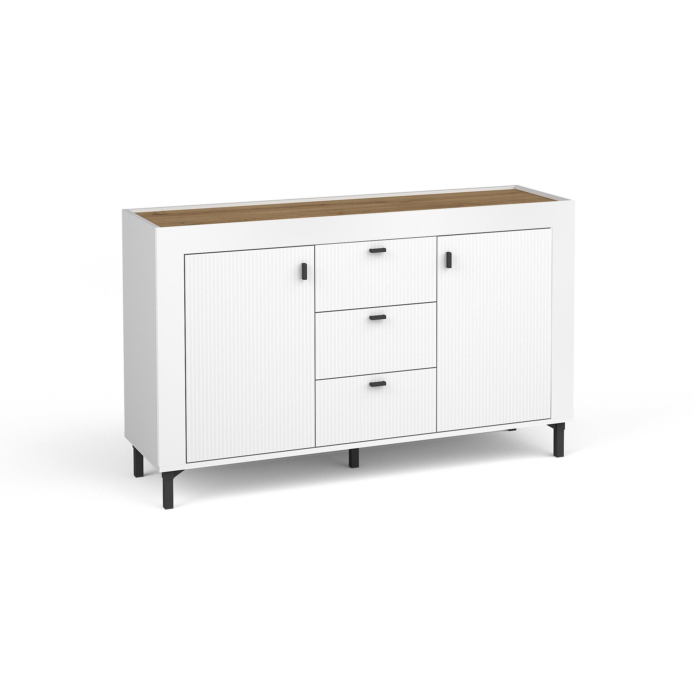 KOMMODE Monta mit 2 Türen und 3 Schubladen, Weiß - Weiß, Holzwerkstoff (137/84/40cm) - Beautysofa
